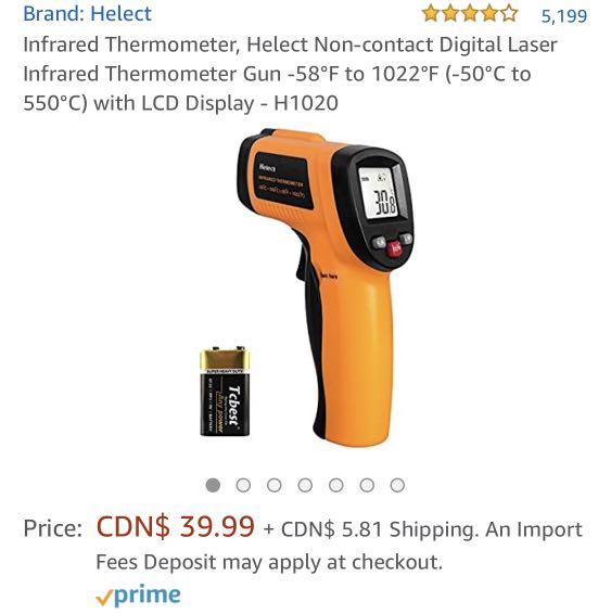 Helect H1020 Non-Contact Digital Laser Infrared Thermometer Gun for sale online 