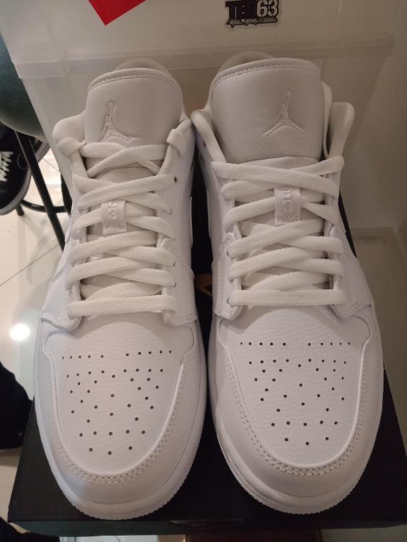 Jordan 1 Low Triple White Fog Grey Men S Fashion Footwear Sneakers On Carousell