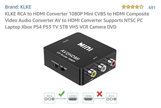 AMANKA Adaptateur HDMI RCA, HDMI vers 3RCA CVBS AV Composite Video Audio  Convertisseur Adaptateur Compatible avec DVD TV PS3 VHS VCR STB Blue-Ray  Projecteur : : High-Tech