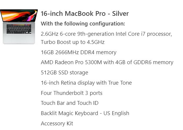 Macbook Pro 2020 16 inch 512 GB BNIB