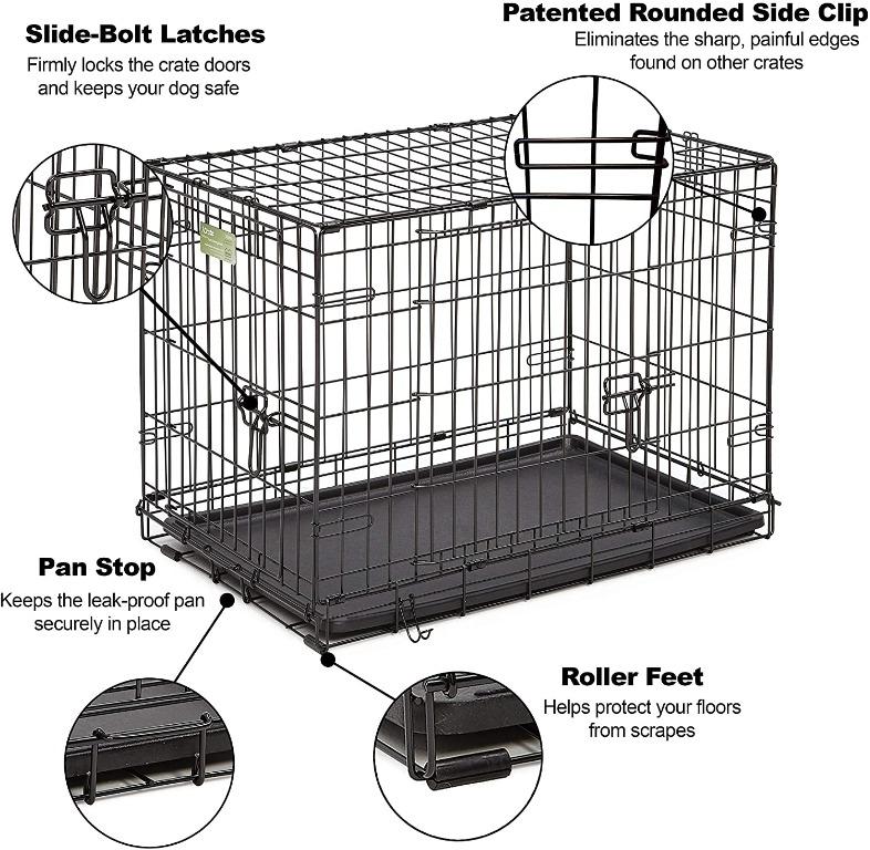 MidWest Homes for Pets Newly Enhanced Single Door iCrate Dog Crate,  Includes Leak-Proof Pan, Floor Protecting Feet , Divider Panel & New  Patented