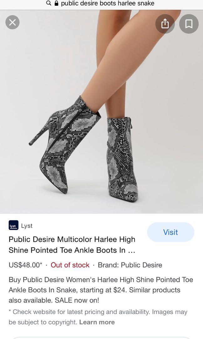 Public Desire Harlee Snake Print Ankle Boots