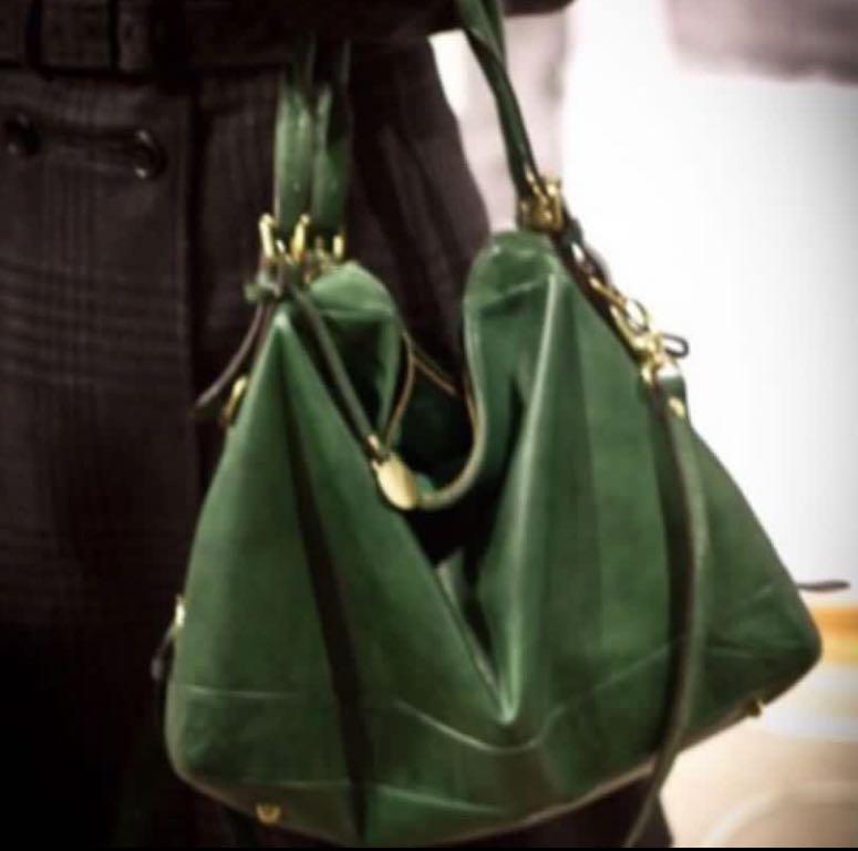 Rabeanco Chatham 2 Way Leather Shoulder Bag in Forest Green