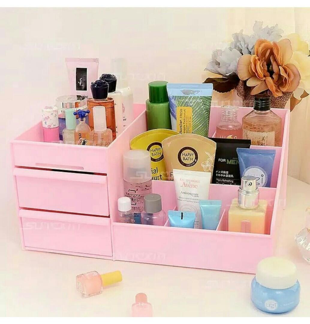 Nett Rak Kosmetik Plastik Rak Makeup Rak Susun Perabotan Rumah Di Carousell