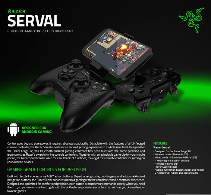 Razer Serval Bluetooth Game Controller for PC/Android, Video Gaming