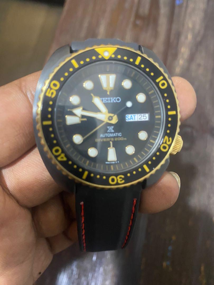 Seiko prospex black gold turtle men watch SRPD46K Men s Fashion