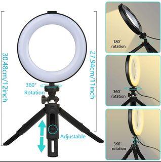 T7H8 6 Ring Light with Stand and Cell Phone Holder