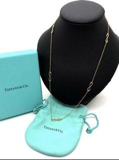 Tiffany’s Infinity Stations Necklace 750 18k Gold, box and pouch