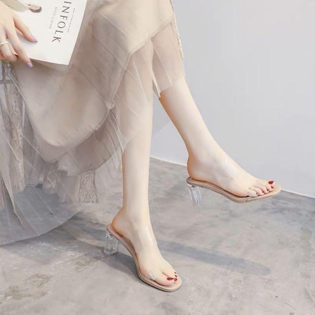 Transparent block heels, Women's 