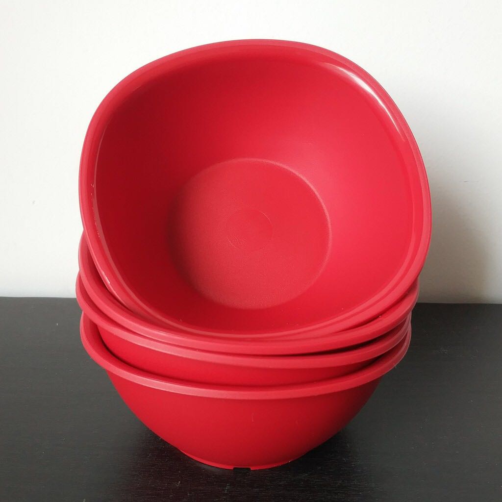 Tupperware Legacy Pinch Cereal Rice Bowl Set Chili Red : : Home