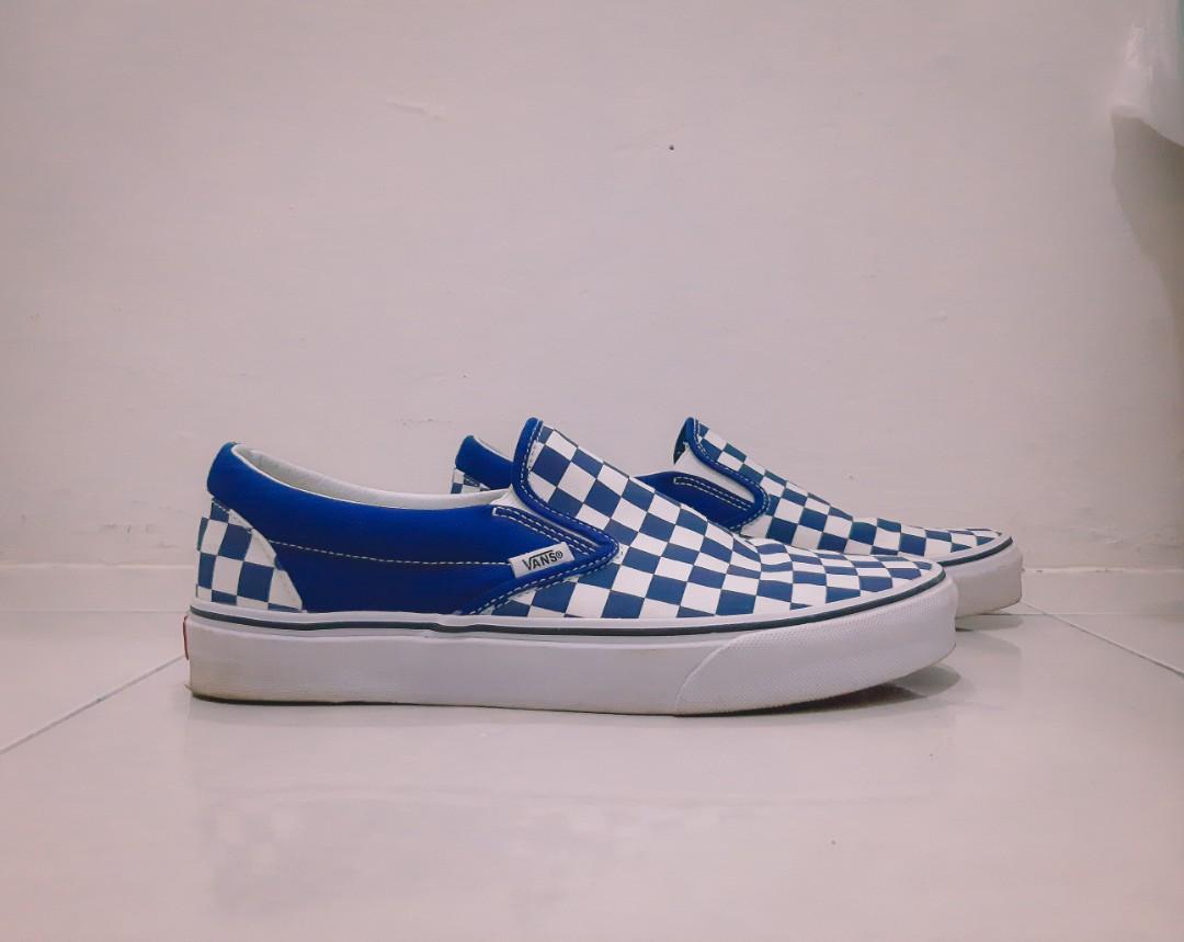 Blue vans with checkered line online