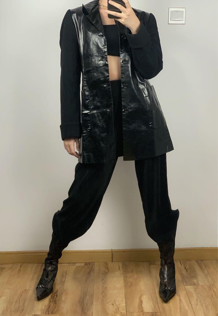 Vintage Comme des Garçons tricot Ad1995 Black Leather Jacket, 女裝