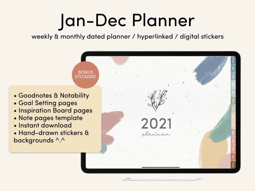 2021 Digital Planner Notability Goodnotes Design Craft Art Prints On Carousell