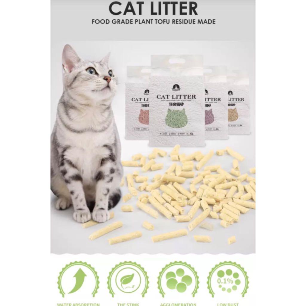 6L Cat Litter Edible Tofu Material Sand Clumping Toilet Flush Easy