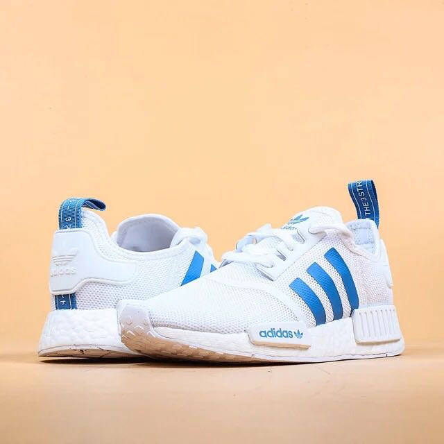 adidas nmd white and blue