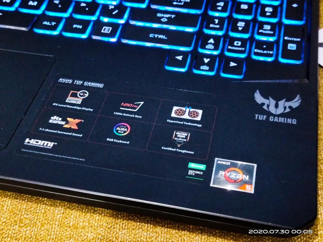Asus TUF GTX1650 120Hz Gaming AURA keys 8Gb 256SSD Ryzen5 3550H