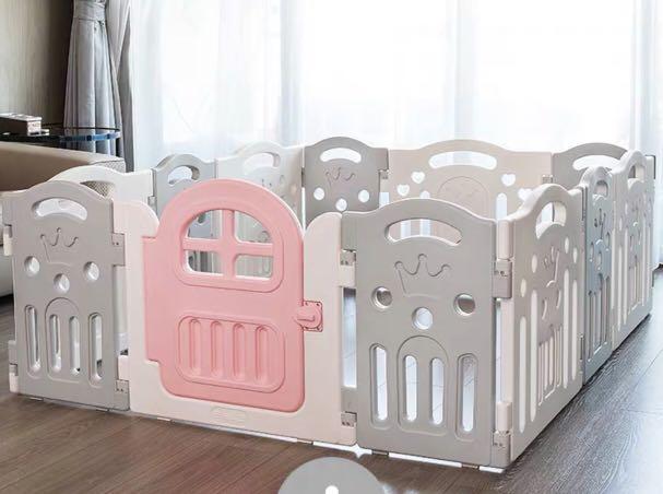 pink and grey playpen