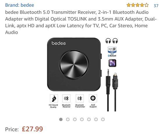 thumbnail image 2 of Isobel Bluetooth 5.0 Transmitter & Receiver - Dual Link Audio Adapter For TV, PC, Car Stereo Systems 2 of 10