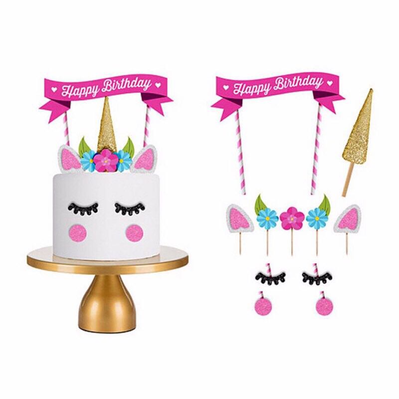 Amazon.com: coonoe, Unicorn Cake Topper,Handmade Party Cake Decoration  Supplies with Eyelashes and stack,Reuasble Gold Horn for Birthday  Party,Baby Shower, Wedding : Grocery & Gourmet Food