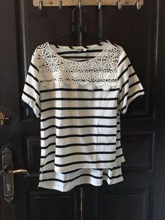 Blouse stripe black white
