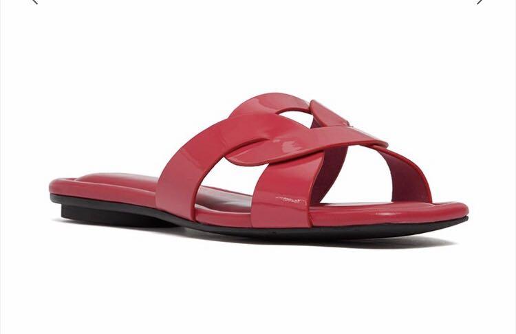 Red patent leather flip flops cheap