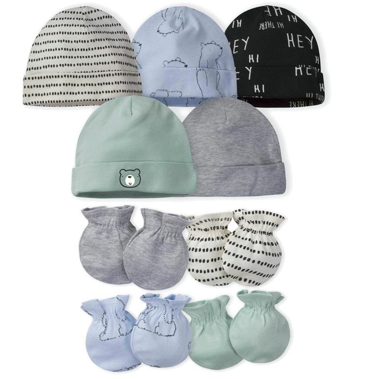 baby boy hat and mittens