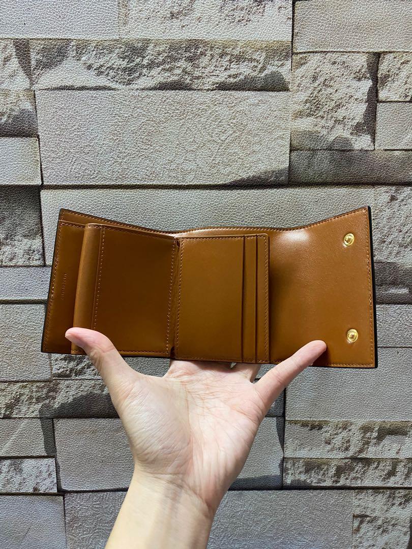 SMALL TRIFOLD WALLET IN TRIOMPHE CANVAS AND LAMBSKIN - TAN
