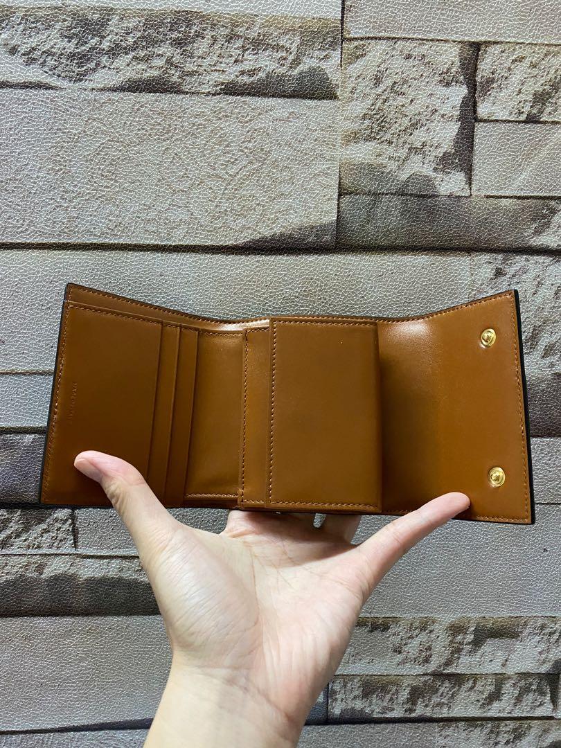 Small Trifold wallet in Triomphe Canvas and Lambskin