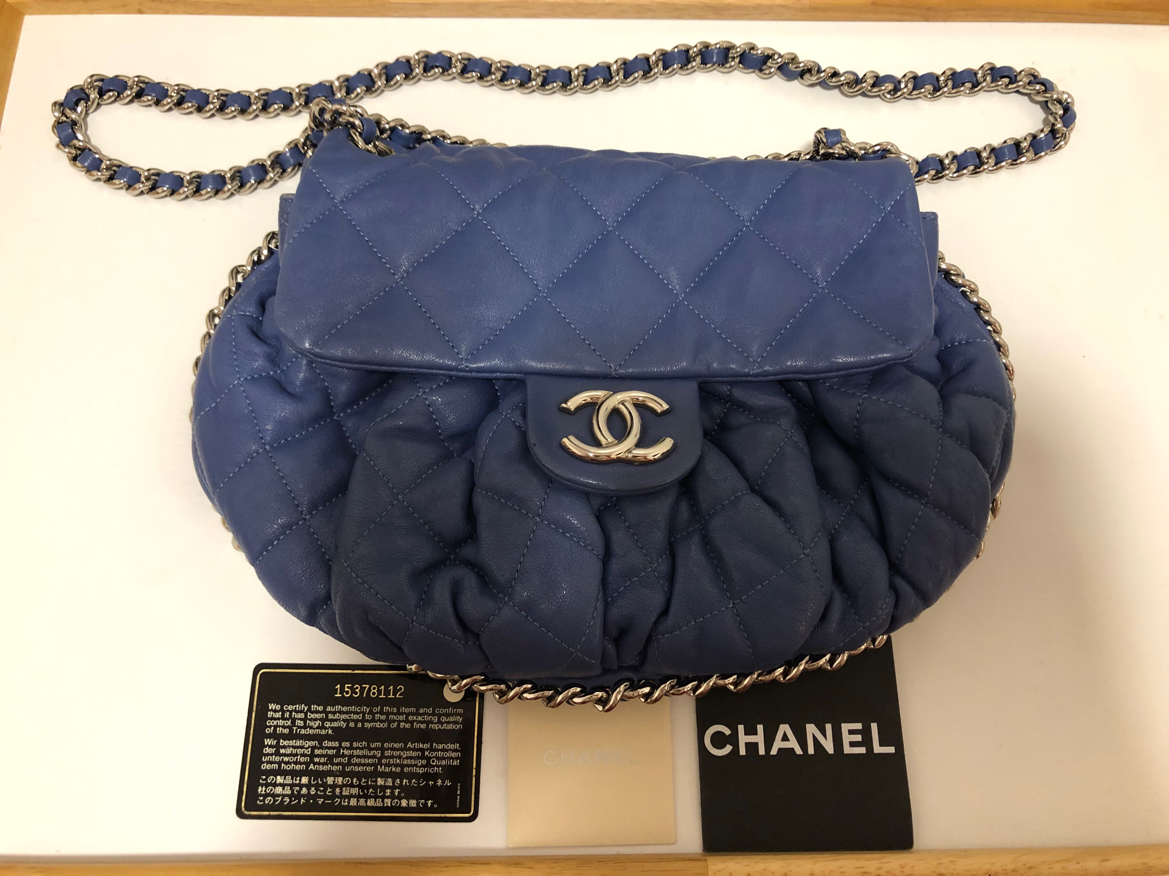 Chanel Chain Around Flap Bag in Blue, Women's Fashion, Bags & Wallets,  Cross-body Bags on Carousell