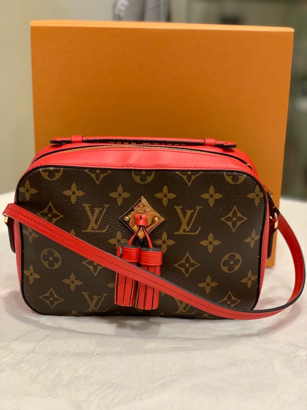 Louis Vuitton Saintonge Red Coquelicot Shoulder Crossbody Monogram Canvas  Bag