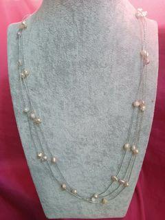 Floating  long necklace Original fresh water pearl silver trade tarnish