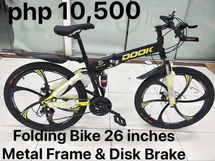Folding Mountain Bike 26 inches (Category: Bicycles) located in Manila. Submitted by borntoshop888_rechargeables (Listing ID 1024503739, Image 2). Description: Mountain Bike Folding🤩 26 inches wheels 1.95 inch thick wheels With Alloy Rims With Shimano Parts With shocks With 7 speeds Disk brake Metal Frame .