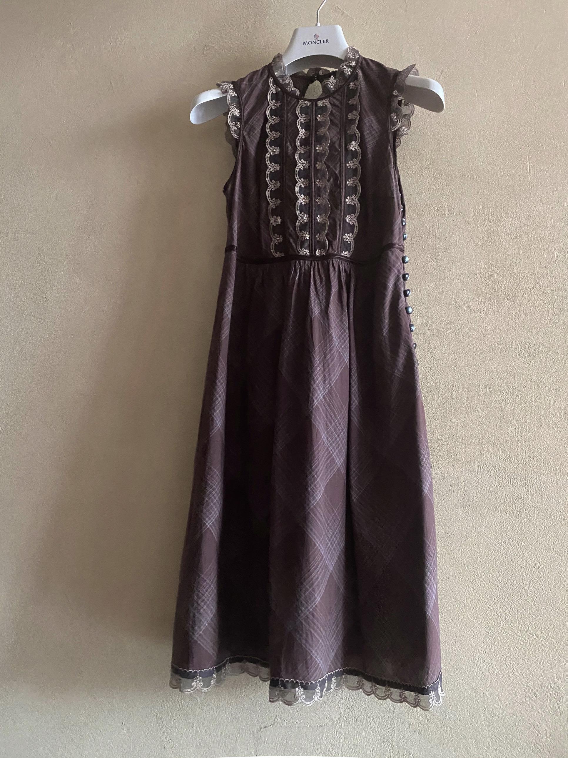 GG5 Vintage Vibes (Fabric de Japan) ChocolateBrown MIDI Dress, Women's
