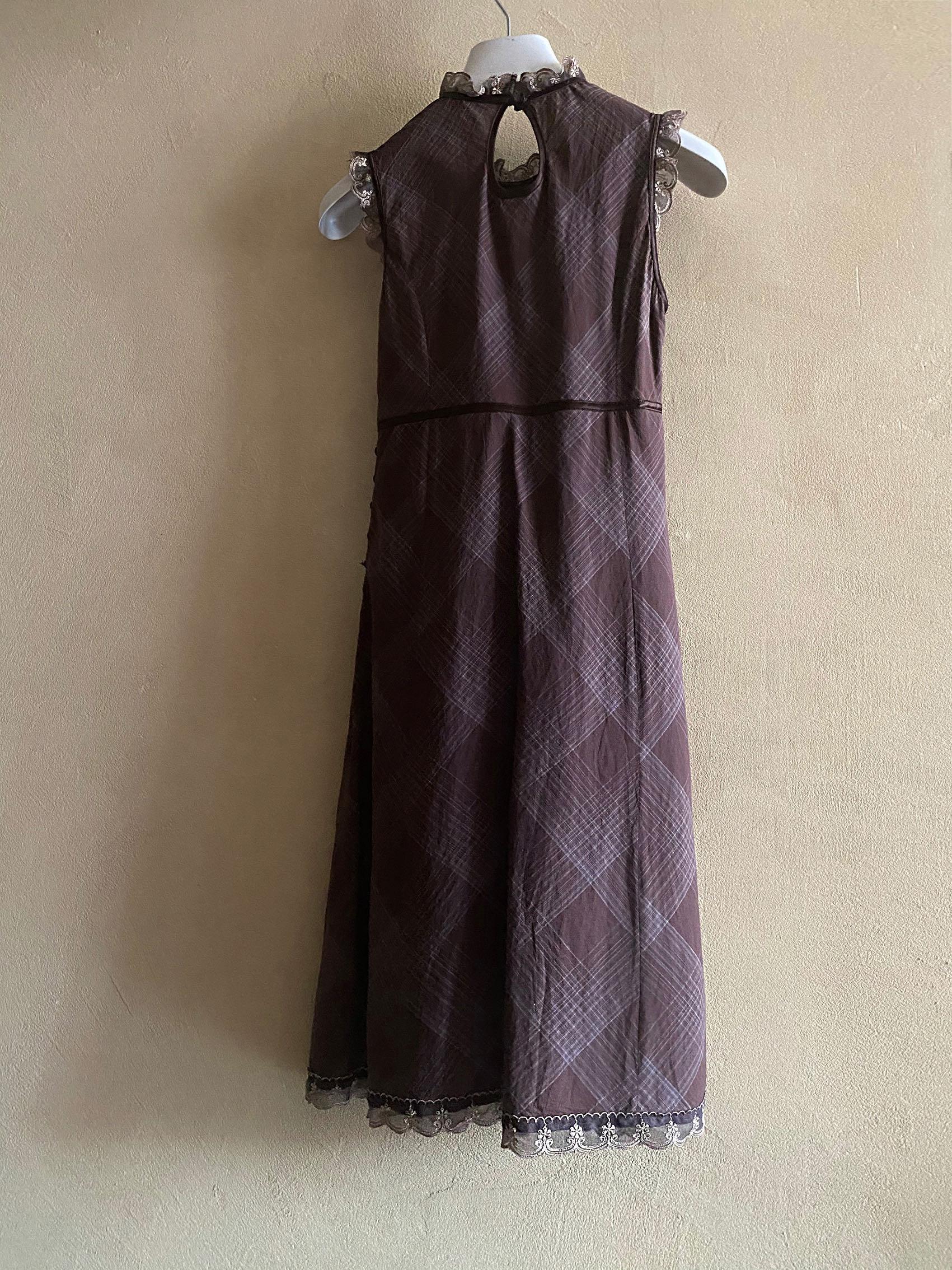 GG5 Vintage Vibes (Fabric de Japan) ChocolateBrown MIDI Dress, Women's