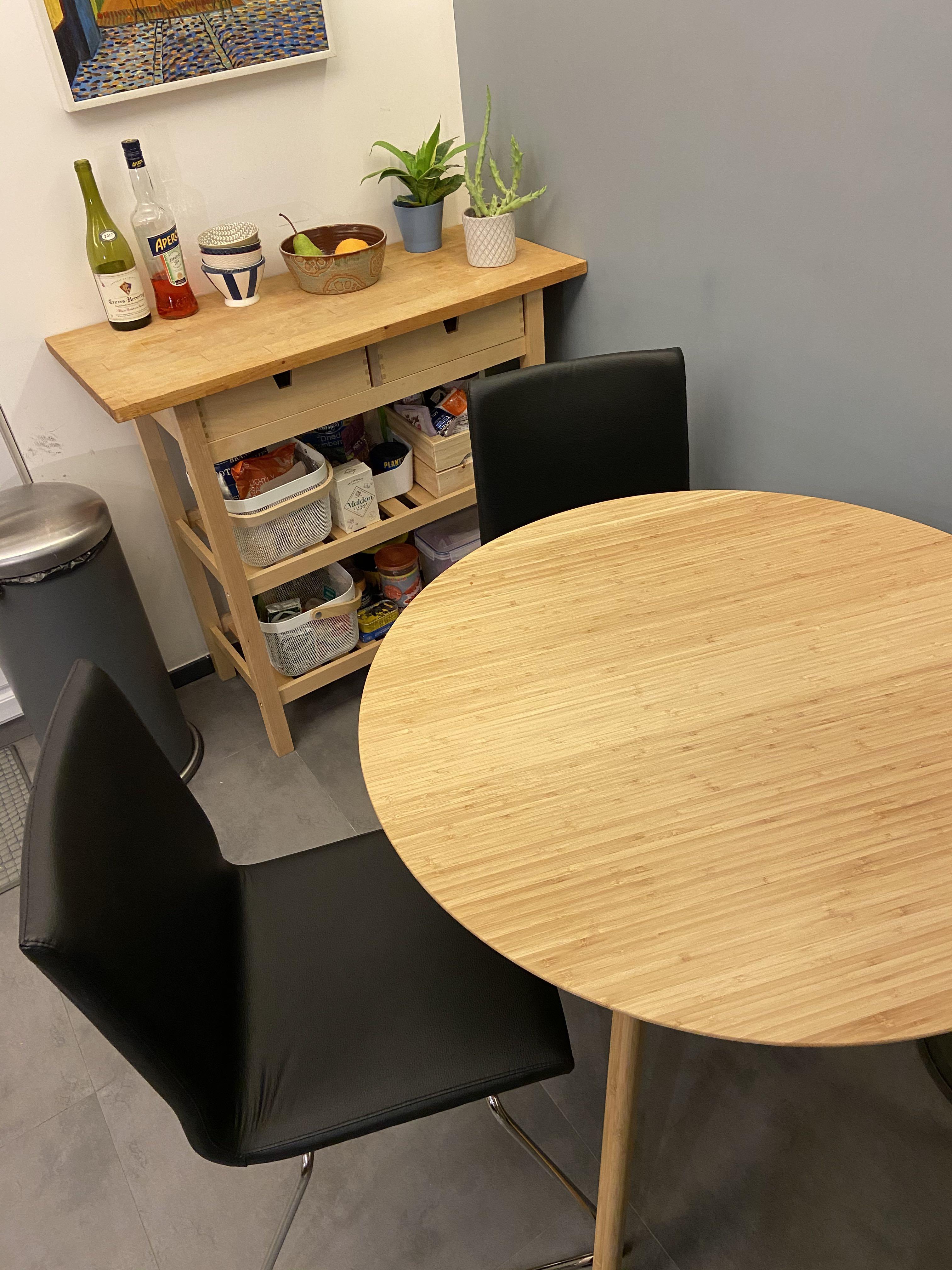 Round Bamboo Table IKEA OPPLI, 傢俬＆家居, 傢俬, 桌子 Carousell