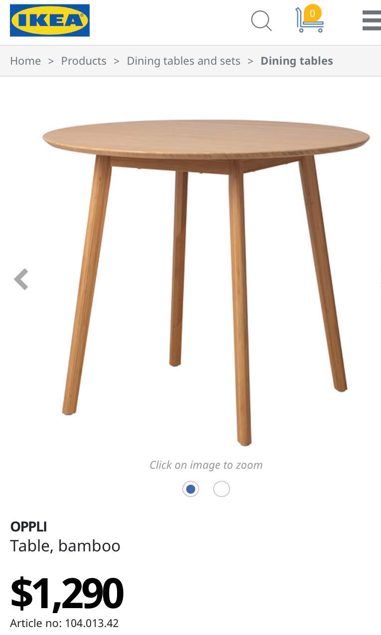 Round Bamboo Table IKEA OPPLI, 傢俬＆家居, 傢俬, 桌子 Carousell