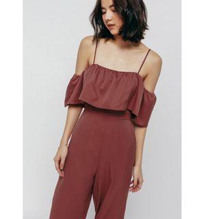 Love Bonito Jobeha Ruffle Layered Off Shoulder Jumpsuit