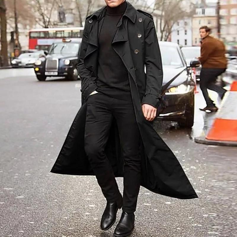 Men trenchcoat brown green black orange long coat Men s Fashion