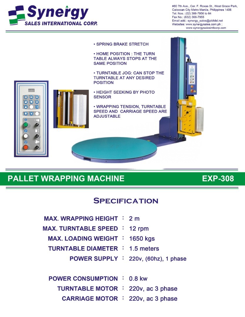 Pallet Wrapping Machine EXP308 (Disc Breake Stretch 5m Turntable 2.5m