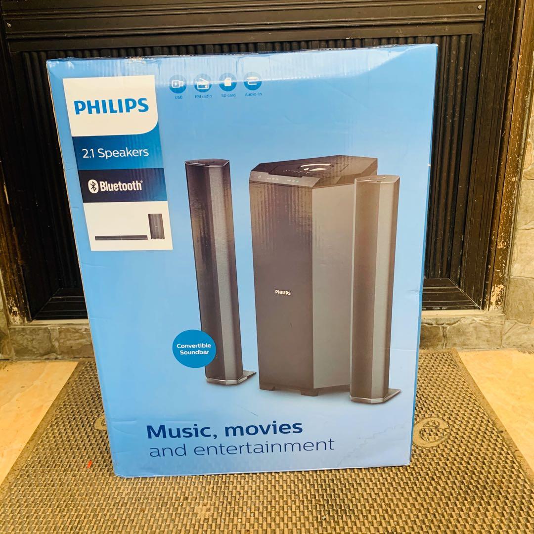 PHILIPS SPEAKER 2.1 (Category: Soundbars, Speakers & Amplifiers) located in Valenzuela. Submitted by dropcee (Listing ID 1024556097, Image 2). Description: PHILIPS SPEAKER 2.1 NOW AVAILABLE & ON HAND 💯 Direct Supplier / Wholesale / Resellers 8000W PMPO POWERFUL SOUND EXPERIENCE BLUETOOTH✅ USB✅ FM RADIO✅ SD CARD ✅ AUDIO IN✅ COVERTIBLE SOUNDBAR✅ PM ME FOR MORE INFO ❤️ .