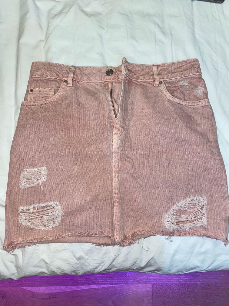 pink ripped skirt