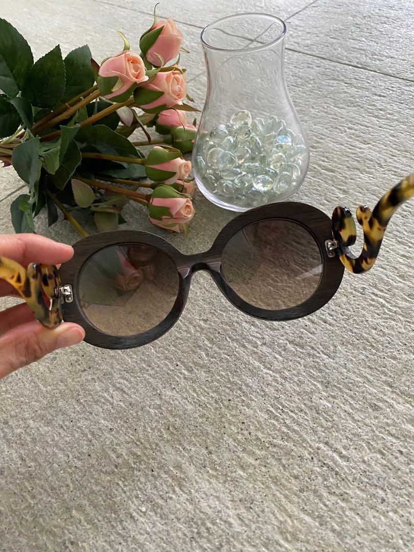 PRADA Baroque Wooden Sunglasses
