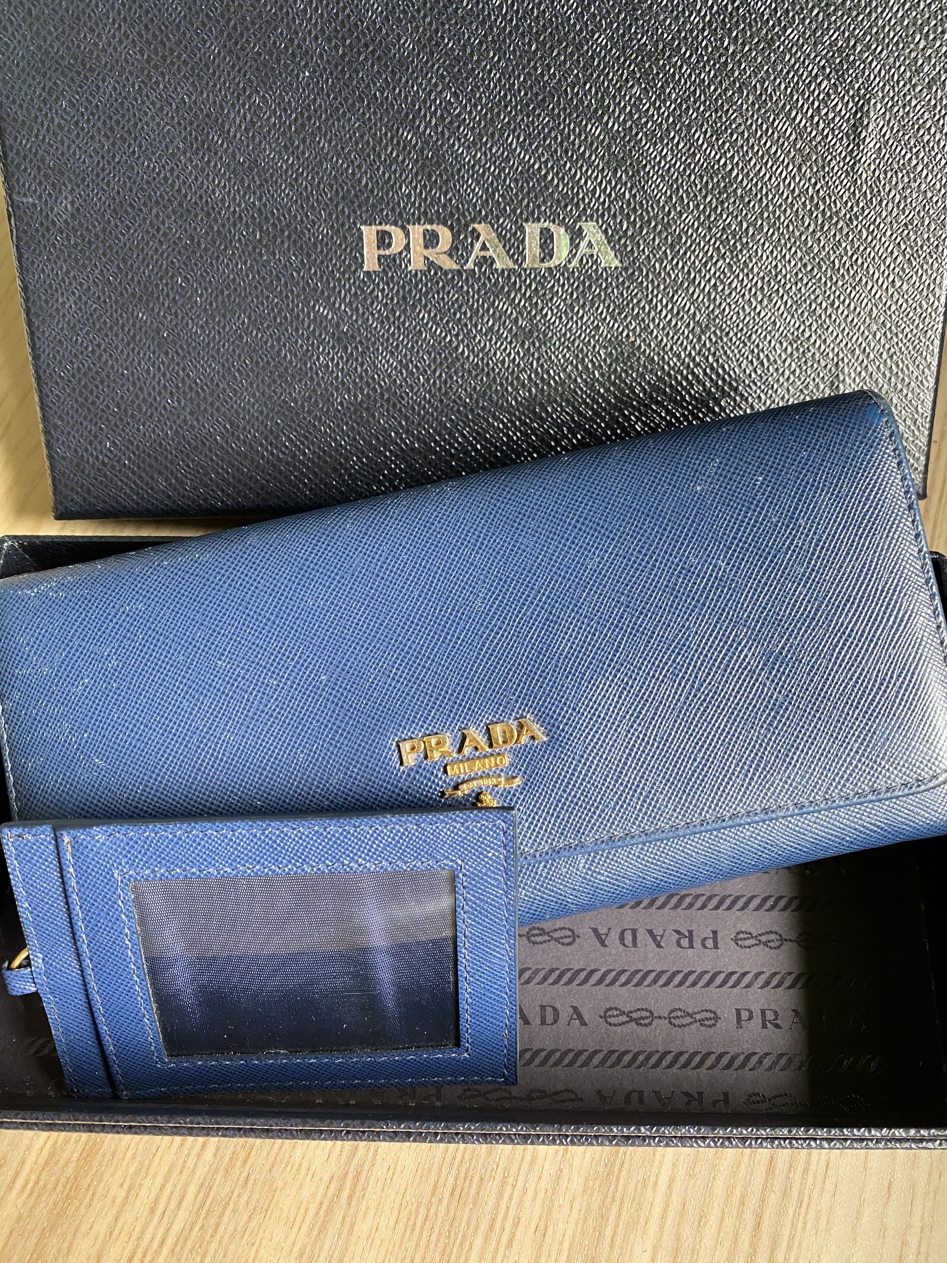 large leather wallet prada