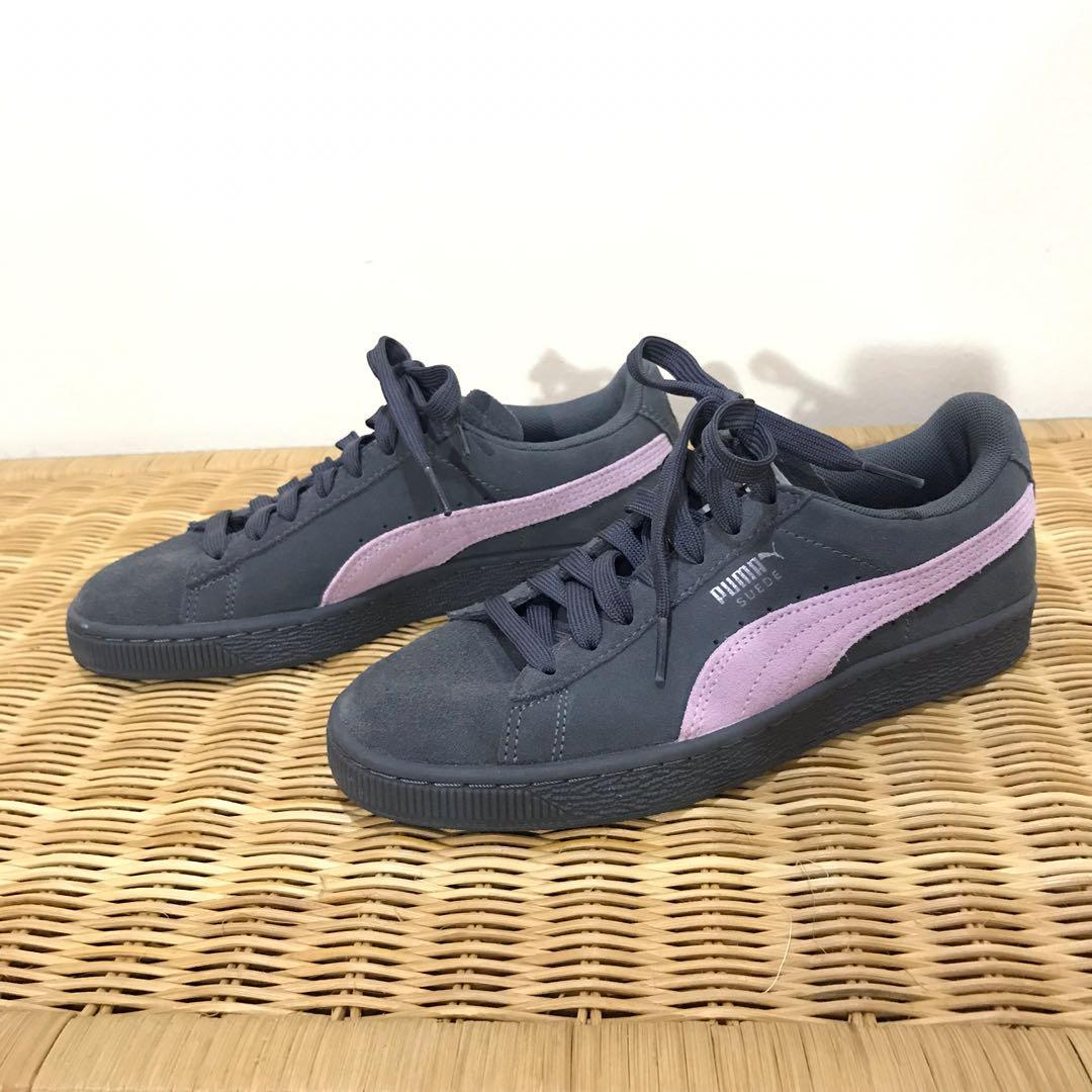 Puma Suede female shoes grey pink 