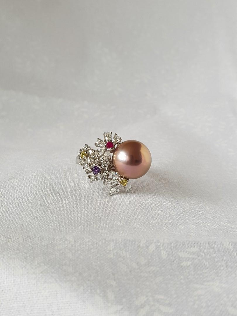 real pearl rings with diamonds