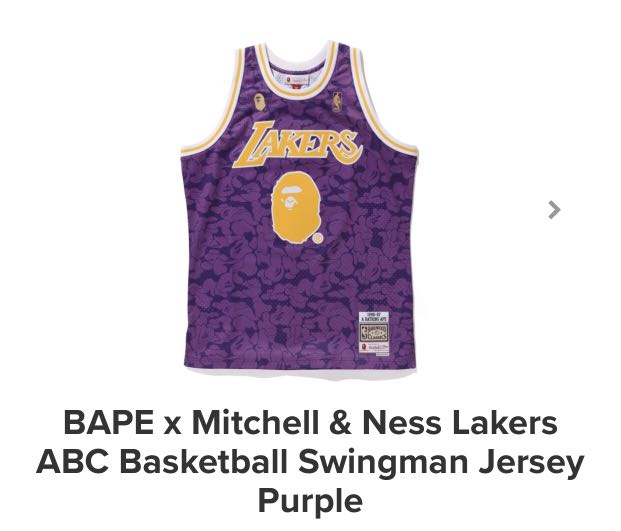 Size M La Exclusive Bape X Mitchell Ness Lakers Sports Athletic Sports Clothing On Carousell