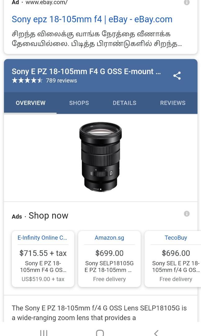 Sony E Pz 18 105mm F4 G Oss E Mount Lens Selp18105g Photography Lenses On Carousell
