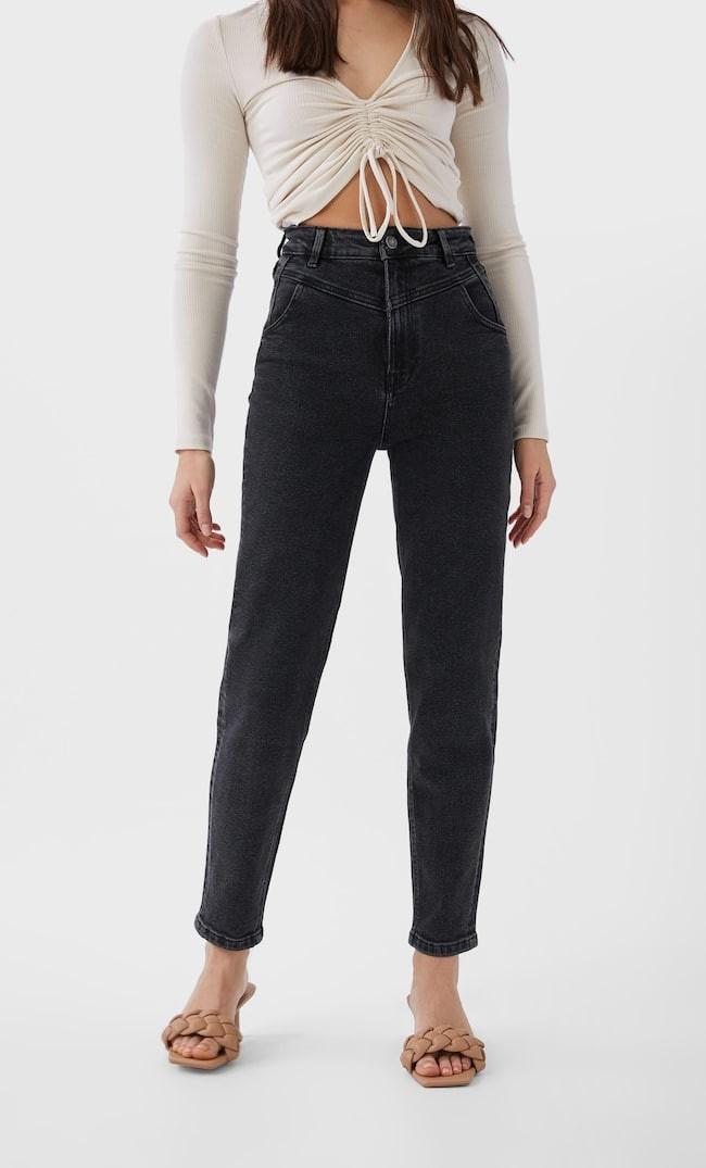 Stradivarius Reworked slim fit mom jeans with front Women's Fashion, Bottoms, Other Bottoms on Carousell