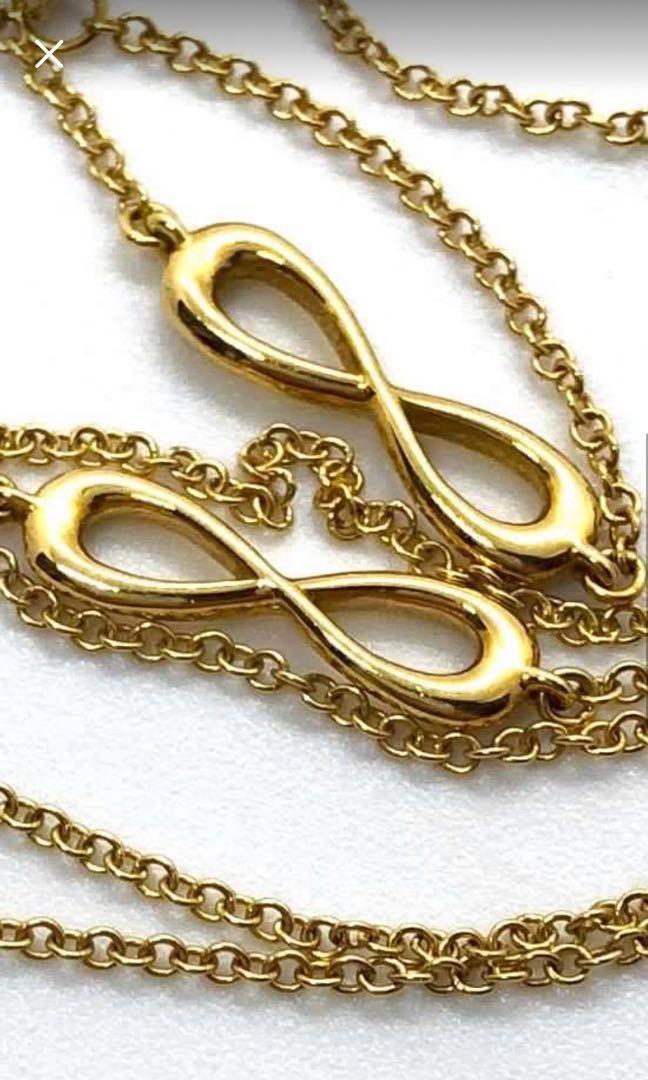 Tiffany s Infinity Stations Necklace 750 18k Gold box and pouch