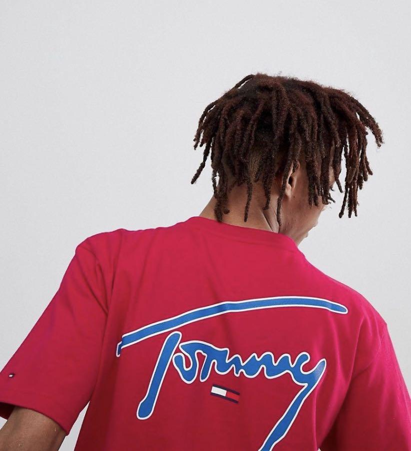 Tommy Jeans Signature capsule Tee in hot Pink Fushcia Men s